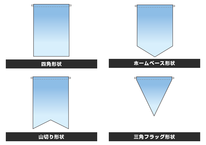 フラッグ　四角形状・ホームベース形状・山切り形状・三角フラッグ形状