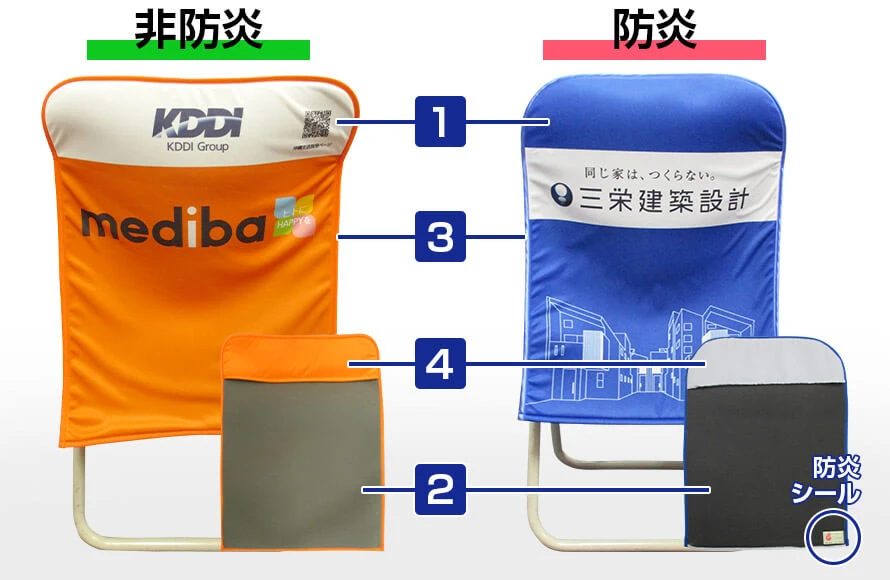 非防炎、防炎の仕様