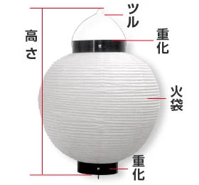 10号丸型提灯（尺丸）サイズ