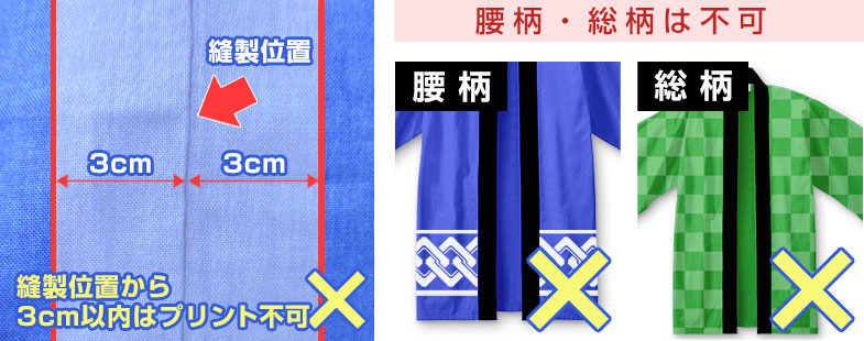 腰柄・総柄は不可