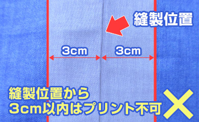 縫製位置とプリント不可部分画像