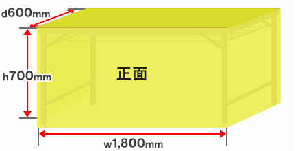 3面隠し前面|w1,800mm、h700mm、d600mm