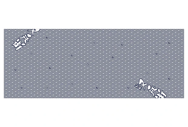 製作事例No.65：顔料プリント手ぬぐい　特色1色（デザイン：白地に紺色総柄とロゴ）デザインデータ