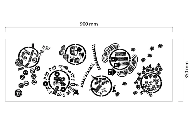 製作事例No.74：顔料プリント手ぬぐい　特色1色（デザイン：白地に黒の消しゴムハンコデザイン）デザインデータ