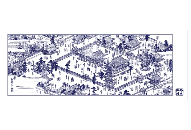 製作事例No.75：顔料プリント手ぬぐい　特色1色（デザイン：江戸時代の図版デザイン）デザインデータ