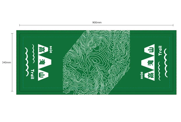 製作事例No.76：反応染め手ぬぐい　特色1色（デザイン：緑地に山の等高線デザイン）デザインデータ