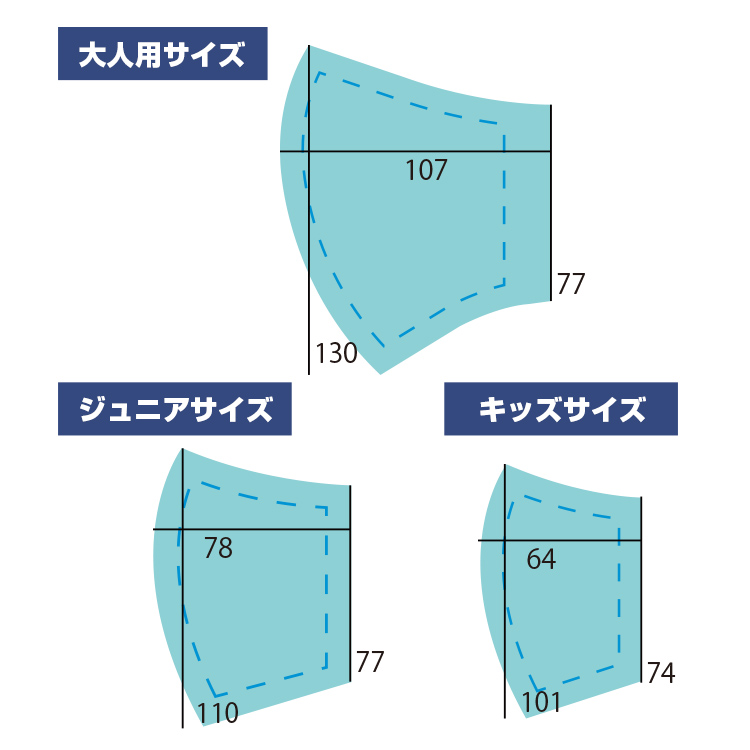 日本製 高機能マスク【フルカラー対応】 サイズ