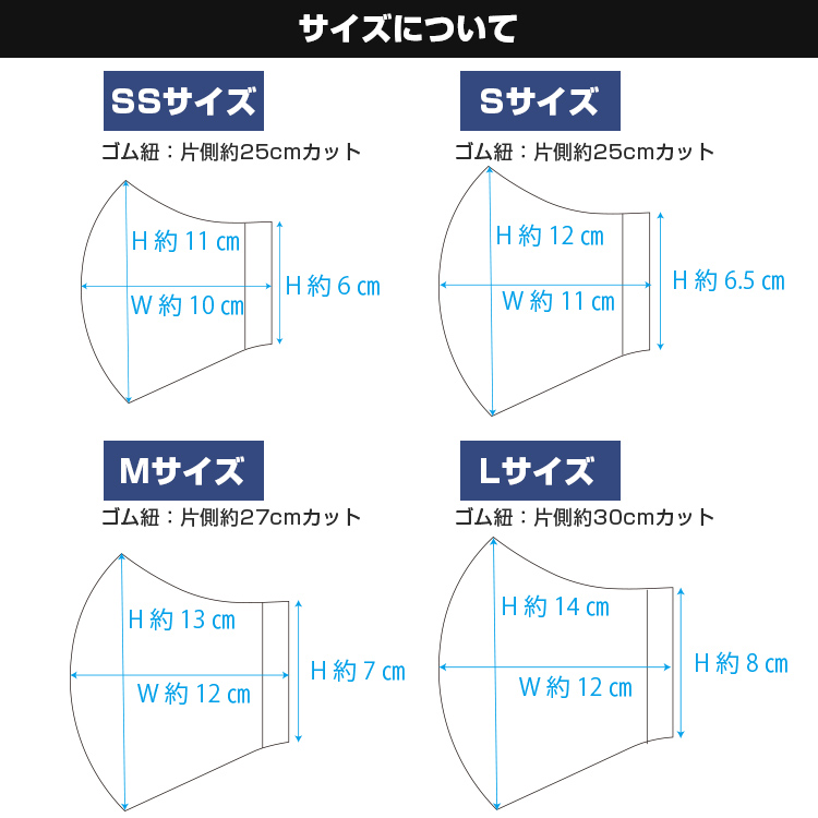 涼感・柿渋染め国産立体マスク【フルカラー対応】 サイズについて