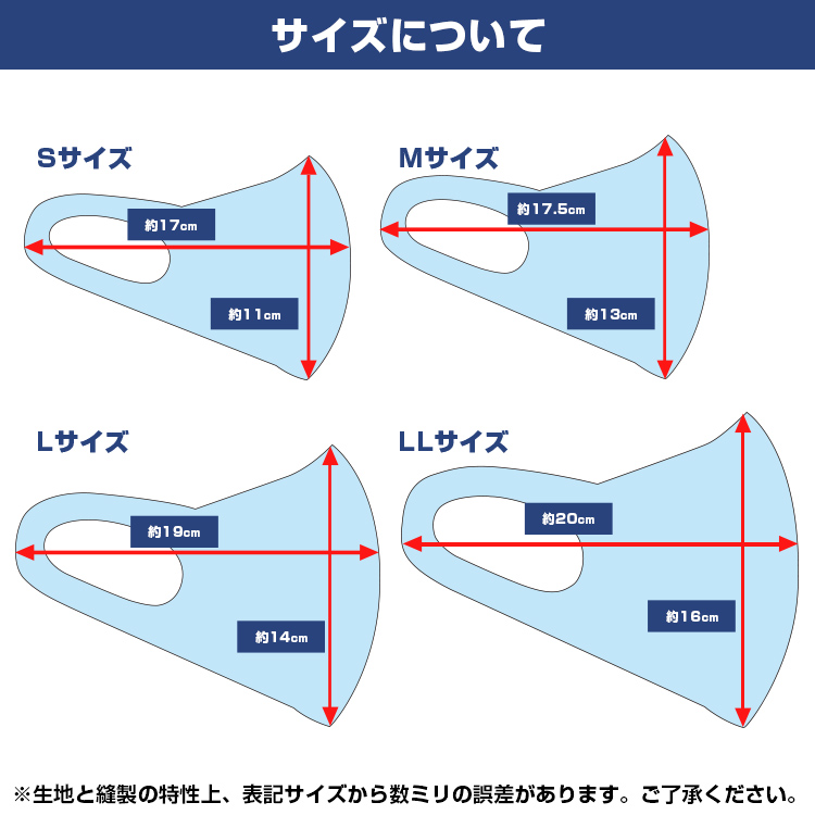 日本製　抗ウイルス厚手生地マスク【フルカラー対応】 4サイズ展開