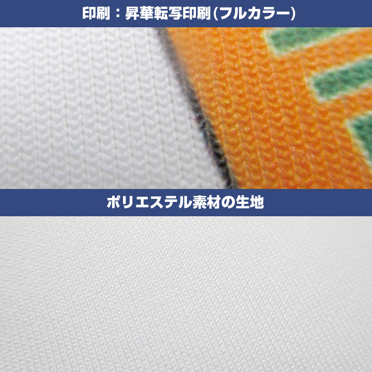 アジャスター付き冷感マスク（ワンポイント名入れ） 印刷：昇華転写印刷（フルカラー）/プリント生地接写画像