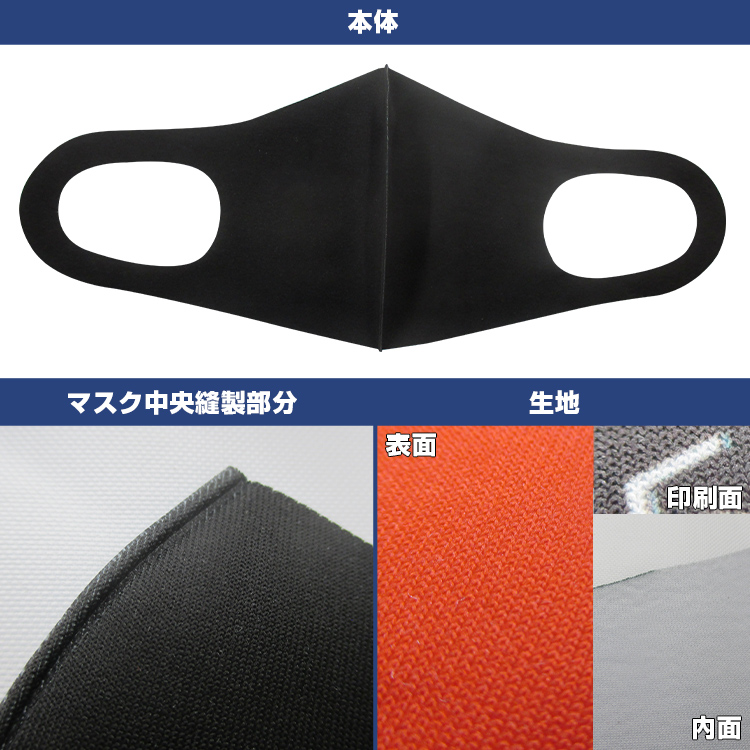 ノベルティ用プリントマスク【フルカラー対応】本体・中央縫製部分・生地