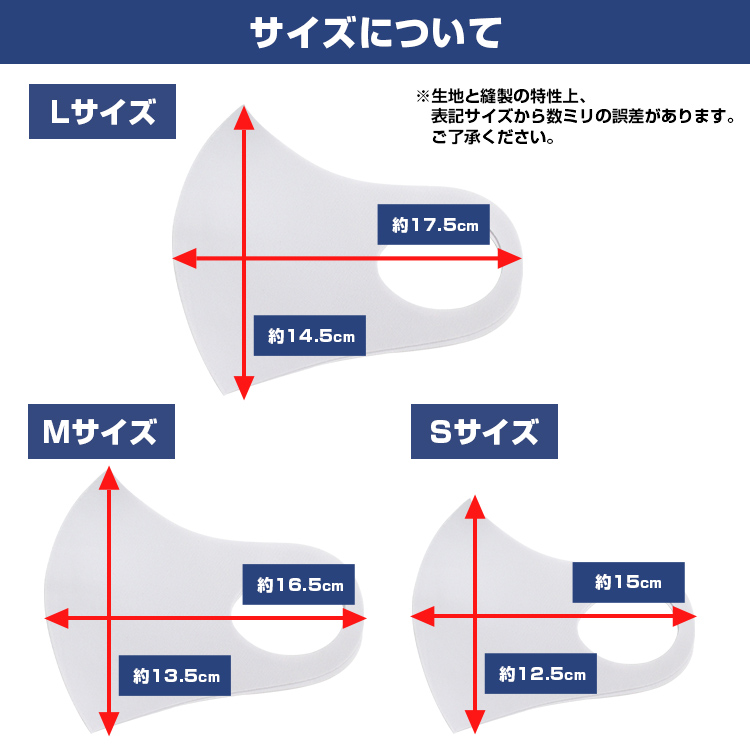 全面プリントマスク(セパレート型)【フルカラー対応】 サイズについて